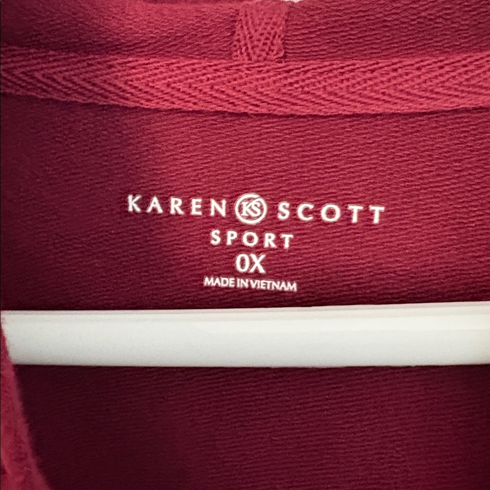 Women’s Karen Scott Sport Maroon Zip-Up Hoodie 0X - Picture 4 of 9